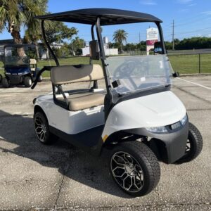 Side profile of 2024 E-Z-GO Freedom RXV ELiTE Lithium Bright White in Charlotte North Carolina