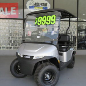 Side view of 2024 E-Z-GO Valor EX1 Gas Platinum golf cart in Ann Arbor Michigan