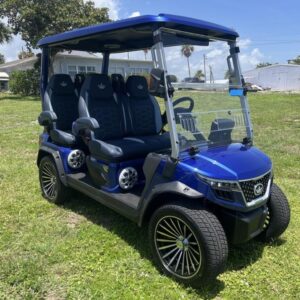 Front view of 2025 Evolution D-Max GT4 golf cart available in Tennessee with nationwide delivery and export options