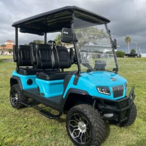 Front angle of 2025 Evolution D5-Maverick 4 electric golf cart