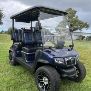 Front view of 2025 Evolution D5-Ranger 4 Blue electric golf cart available in Arizona with nationwide delivery and export options