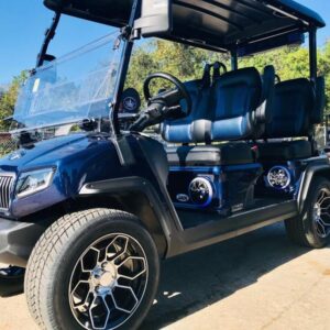 Front view of 2025 Evolution D5-Ranger 4 Plus Blue electric golf cart available in South Carolina with nationwide delivery