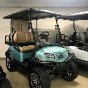 Side view of 2025 Club Car Onward Lifted 4 Passenger HP Lithium golf cart in Atlanta Georgia