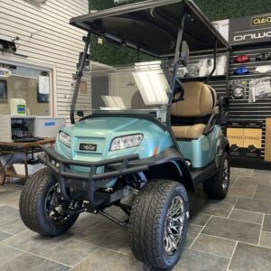Side view of 2025 Club Car Onward Lifted 4 Passenger HP Lithium golf cart in Charlotte North Carolina