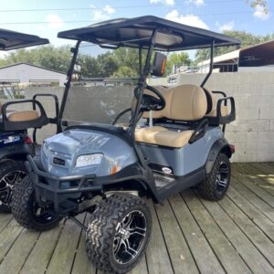 Side view of 2025 Club Car Onward Lifted 4 Passenger XR Lithium golf cart in Nashville Tennessee
