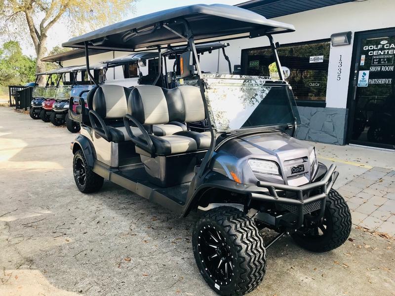 Side view of 2025 Club Car Onward Lifted 6 Passenger HP Lithium golf cart in Raleigh North Carolina