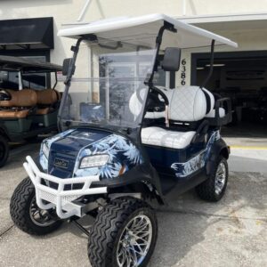 Side view of 2026 Club Car Onward Lifted 4 Passenger Gas golf cart in Georgia