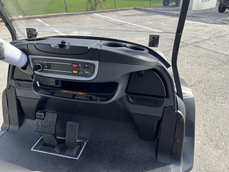 Lifted suspension and off-road tires on 2026 Club Car Onward Lifted 6 Passenger Gas silver Pennsylvania