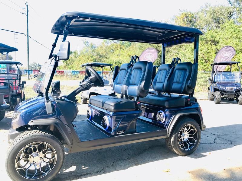 Street legal 2025 Evolution D5-Ranger 4 Plus Blue golf cart available in South Carolina with nationwide delivery