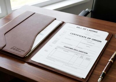 Professional customs and bill of lading documents for golf cart export.